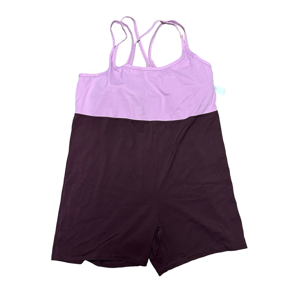 Old Navy Plus Size StudioSmooth Bodysuit Womens 3X Pink Colorblock 6 inch inseam